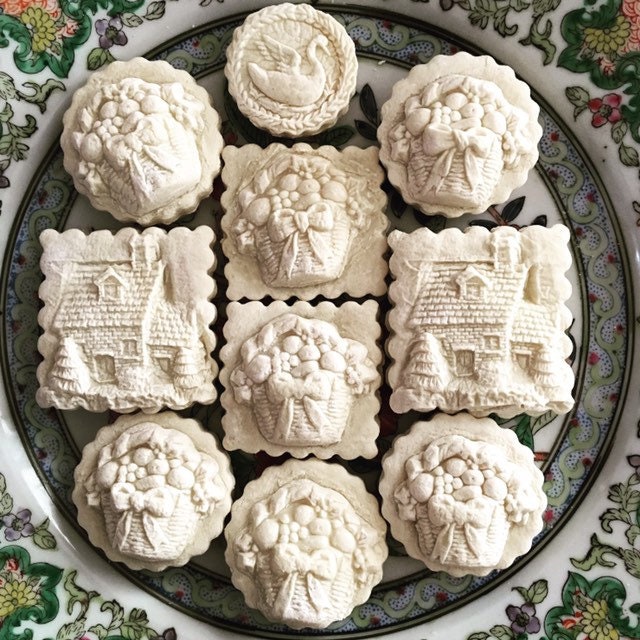 Country Cabin and Basket Soft Springerle Southern Tea Cake cookies Bridal Wedding Shower Favors 1 Dozen Hygge home