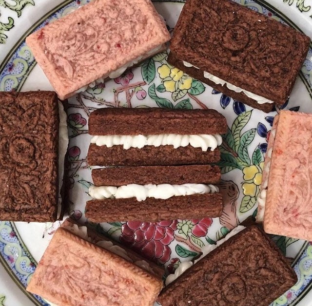 Cherry or Limoncello Sandwich Cookies with Bavarian Filling Cookies. With Gluten Free and Vegan available.