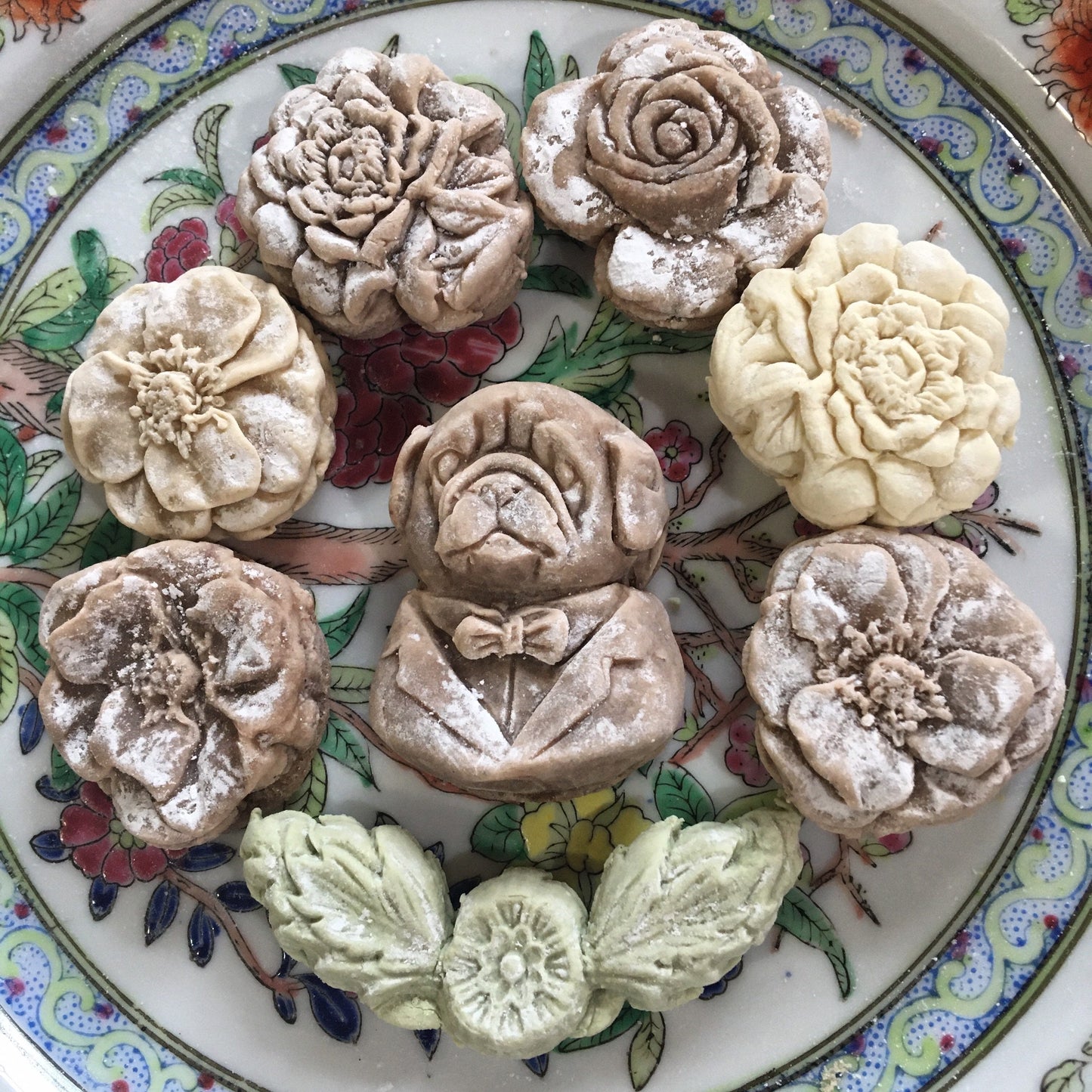 Mocha or Strawberry Fields Furever Pug or Yorkie Dog Custard Tea Cakes Springerle Cookies