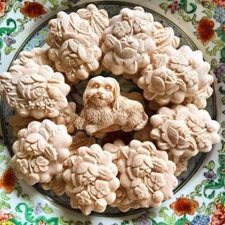 Mocha or Strawberry Fields Furever Pug or Yorkie Dog Custard Tea Cakes Springerle Cookies