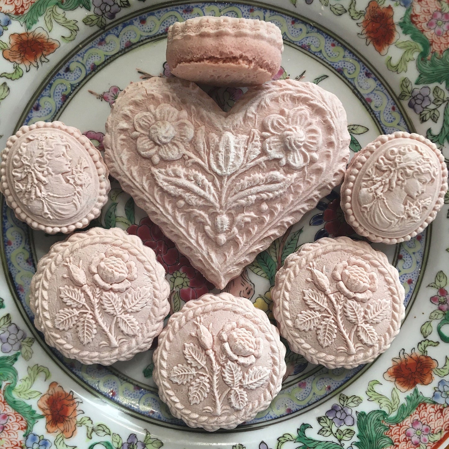 Large Vintage Victorian Valentine Heart with Roses and Cameo Tea CakesAnniversary Mother’s Day sweets Cookies with gluten free option
