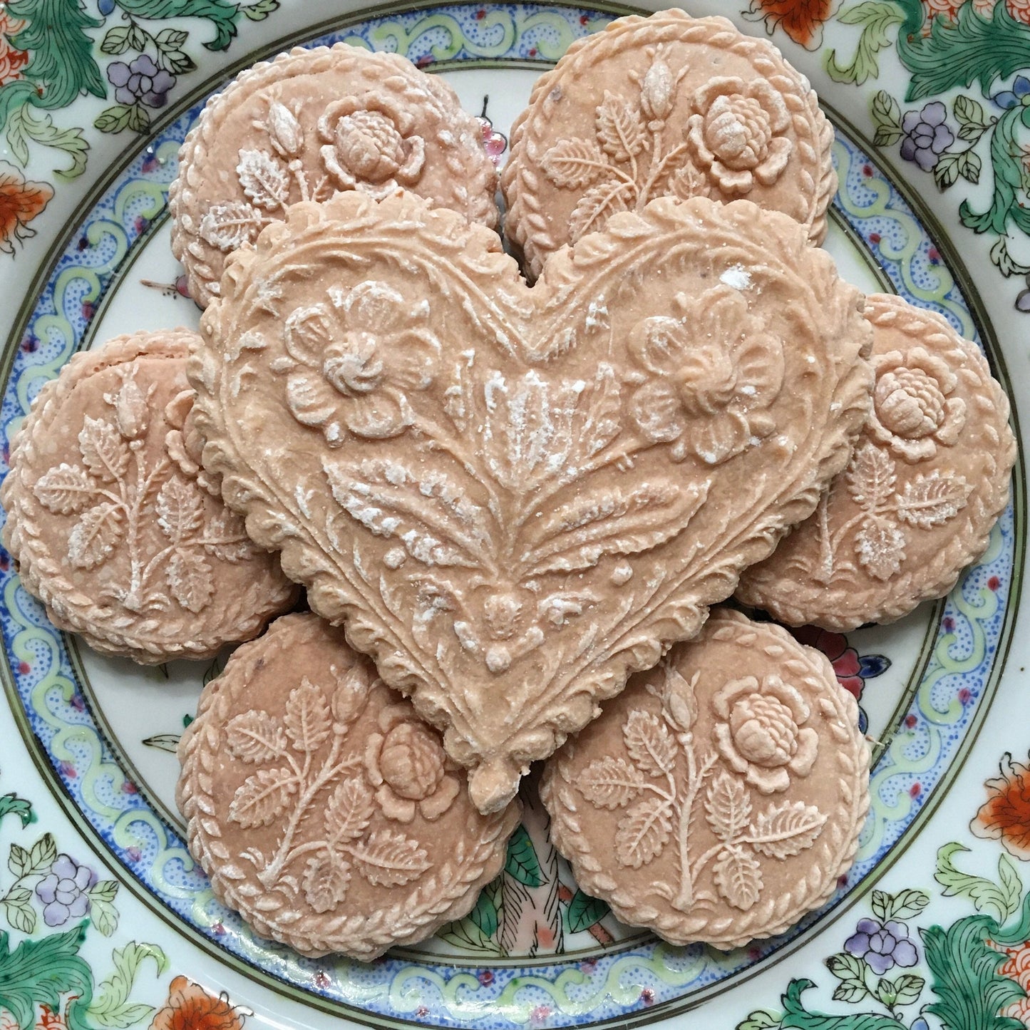 Large Vintage Victorian Valentine Heart with Roses and Cameo Tea CakesAnniversary Mother’s Day sweets Cookies with gluten free option