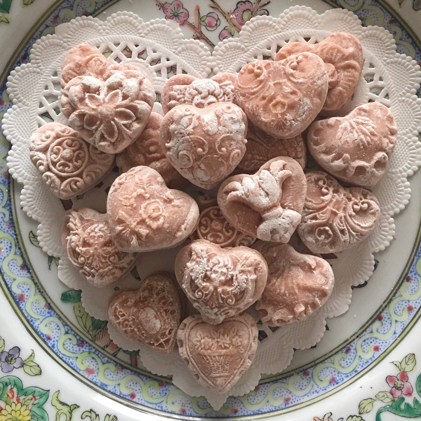 Vintage Victorian Heart Old Fashion Soft Springerle tea cake cookies Wedding Dairy Free Mother’s Day sweets Cookies with Gluten Free Option