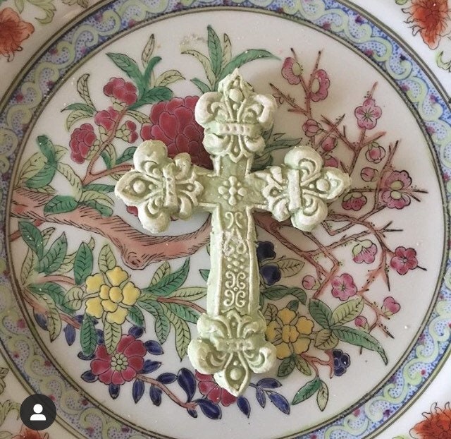 Fluer De Lis Cross Tea Cake Cookies Baptism Budded Cross Christening Confirmation First Communion Easter 1 Dozen Springerle