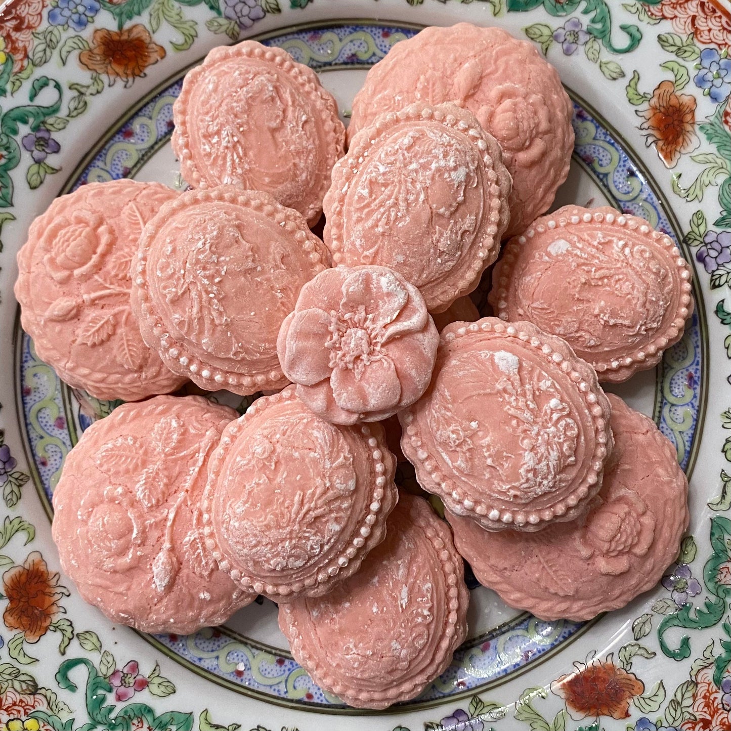 Large Vintage Victorian Valentine Heart with Roses and Cameo Tea CakesAnniversary Mother’s Day sweets Cookies with gluten free option