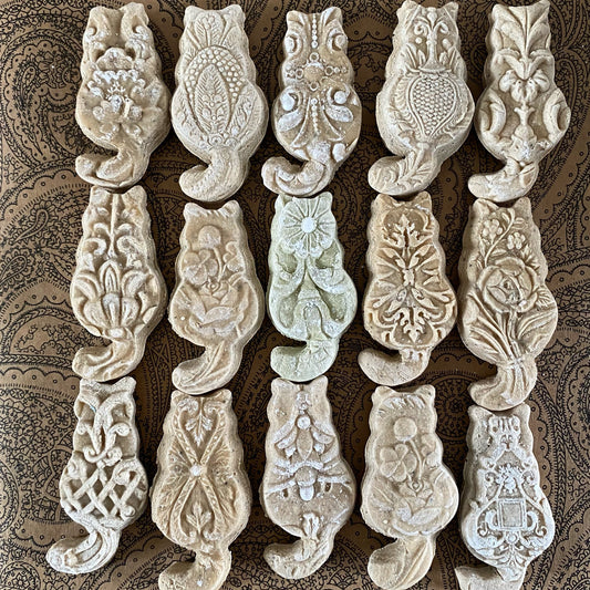 1 Dozen 3” Vintage Boho Cat Kitten Cookies Teacakes Springerle Hygge