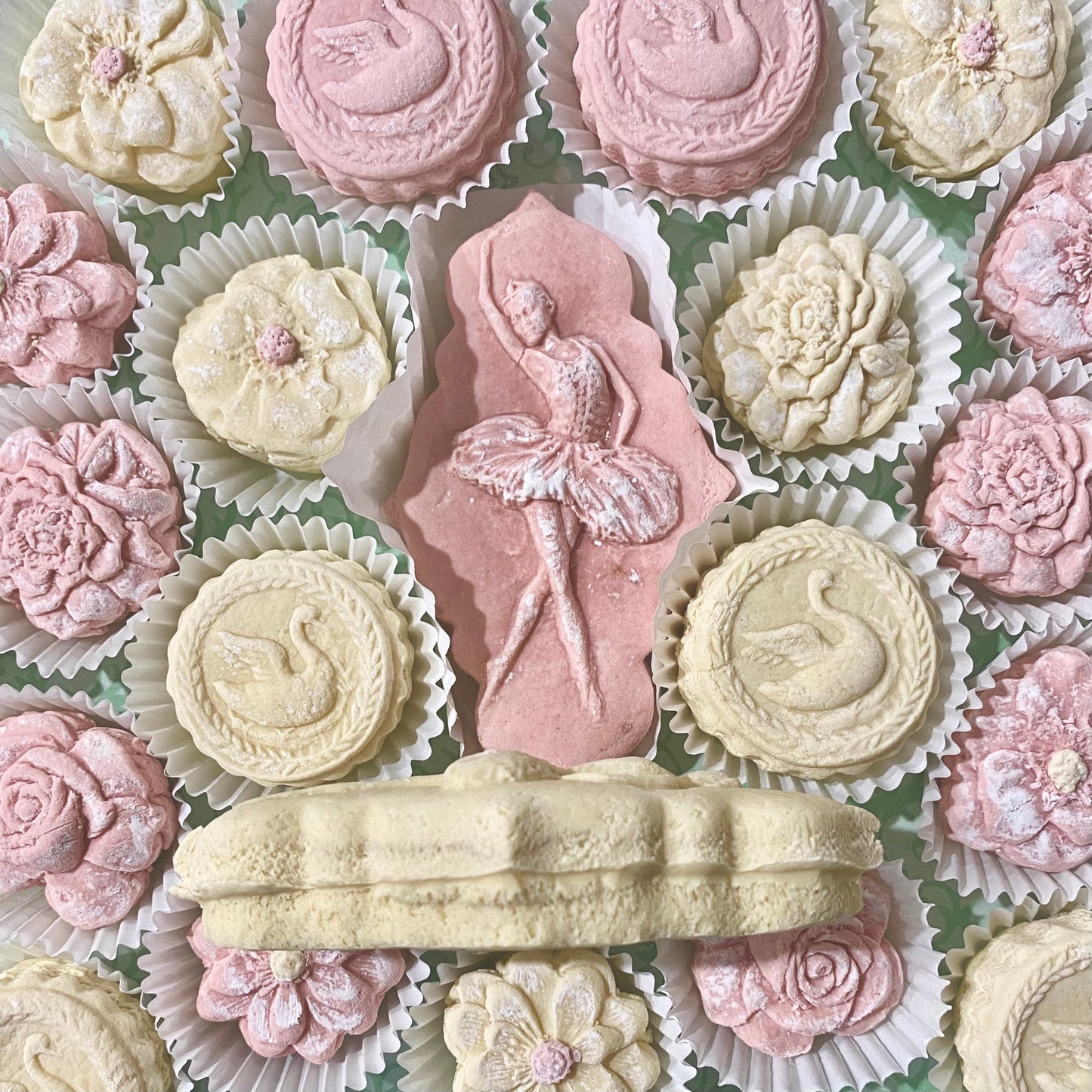 Ballet Dancer with Roses Swan Lake Cookies Tea Cakes Springerle 1 Dozen