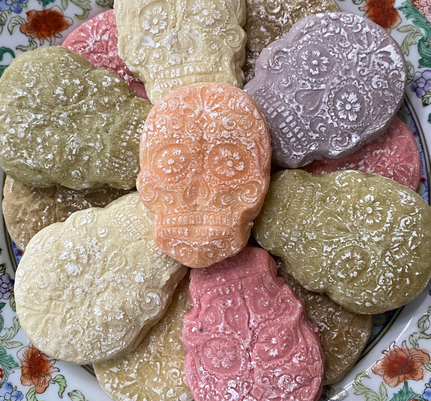 Sugar Skull Tea Cakes, Teacake Cookies all Souls dios de la muerte day of the dead