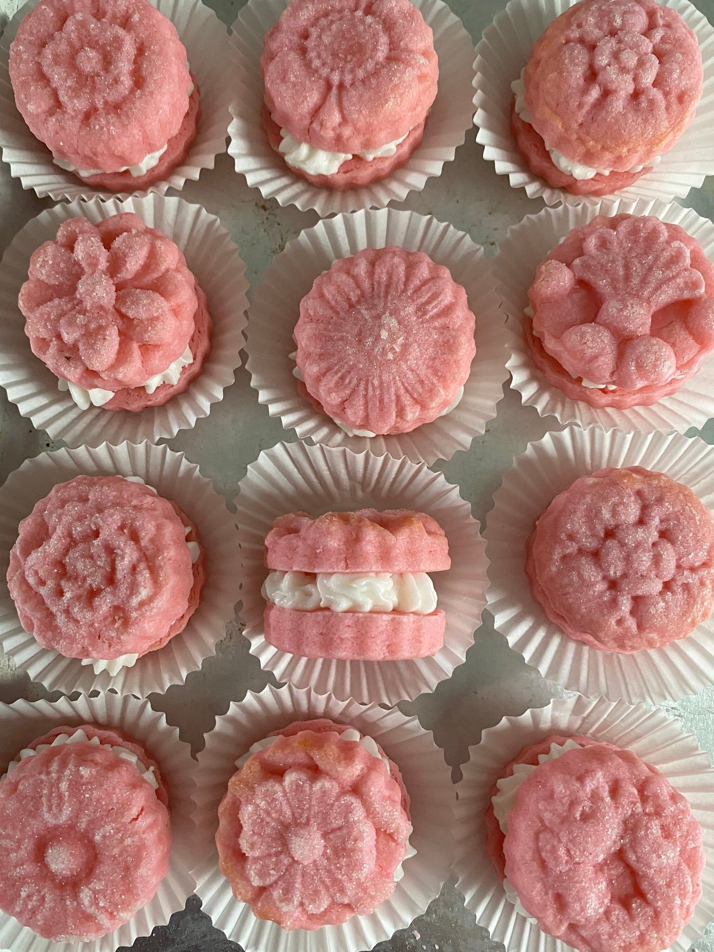 Cherry or Limoncello Sandwich Cookies with Bavarian Filling Cookies. With Gluten Free and Vegan available.