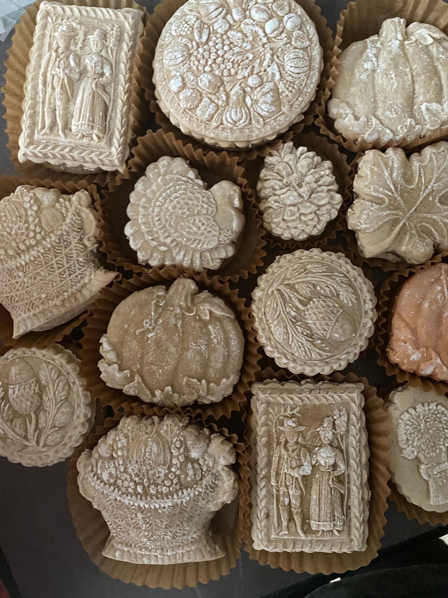 Harvest Autumn Fall Cookies Springerle Teacakes 1 Dozen Dairy Free Pumpkin Apple Spice